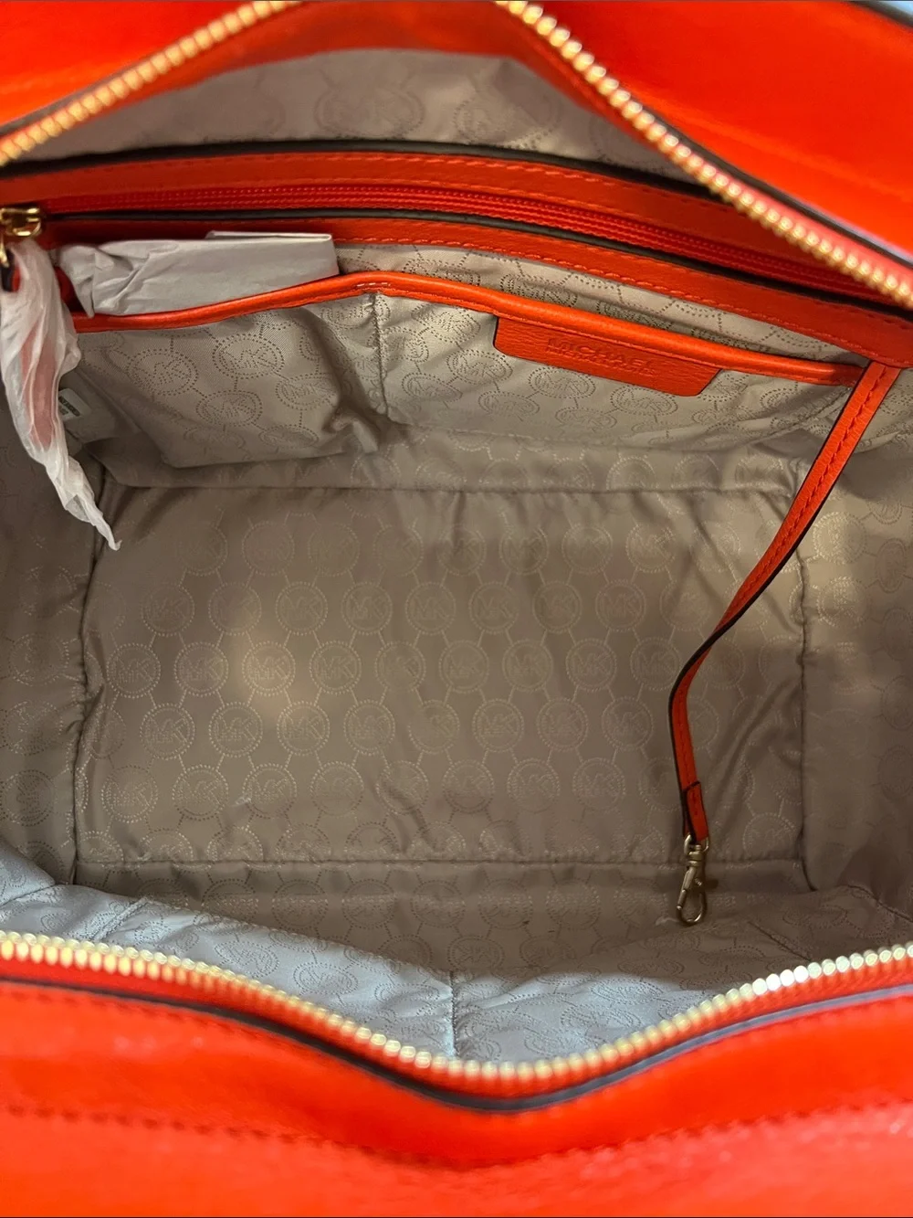 Michael Kors Sophie Mandarin Leather Satchel with MK Charm